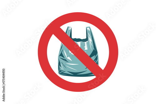 Vector art of no plastic bag sign a symbol of environmental awareness and a call to reduce plastic waste for a sustainable future on transparent background