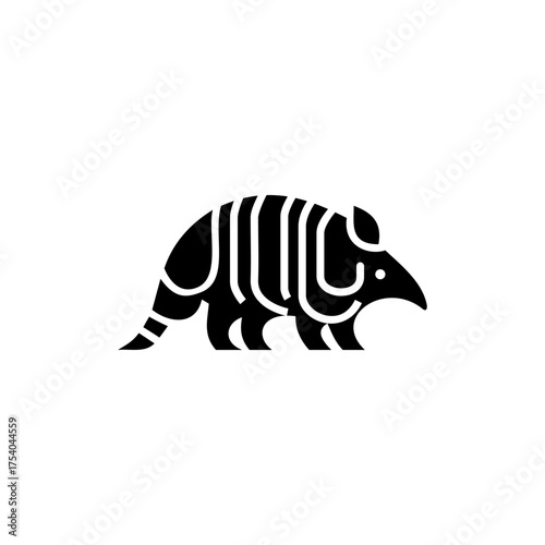 Modern armadillo logo illustration in minimalist black and white line art style