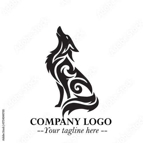 Wolf Logo Symbol in Black on the White Background Minimalist Wild Animal Vector Illustration