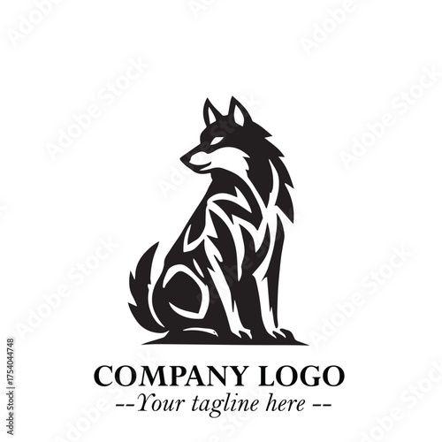 Wolf Logo Symbol in Black on the White Background Minimalist Wild Animal Vector Illustration