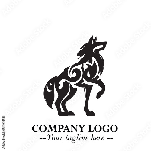 Wolf Logo Symbol in Black on the White Background Minimalist Wild Animal Vector Illustration