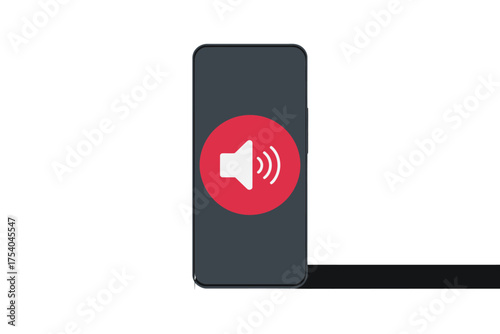Vector art of smartphone with sound on icon mobile phone with speaker symbol volume control and audio setting vector illustration of device with audio sign on transparent background