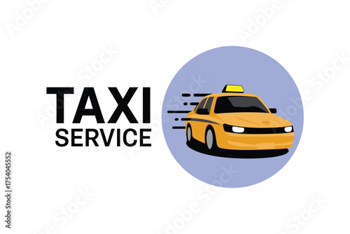 Vector art of taxi service yellow cab with taxi service text transportation and urban mobility concept vector illustration of taxi car with taxi sign on top on transparent background