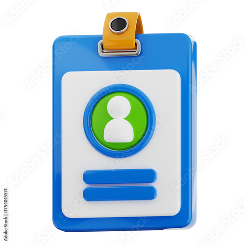 Employee id card identification badge 3d rendering