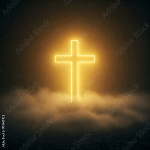 Celtic cross with neon outline
