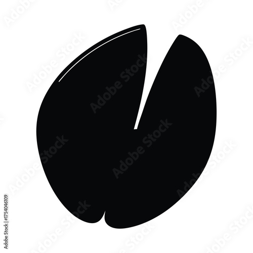 Black and white image of a cloven hoof print, a simple design