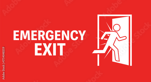 Emergency exit sign with running man symbol isolated on vector illustration of safety evacuation route for building and public places on transparent background