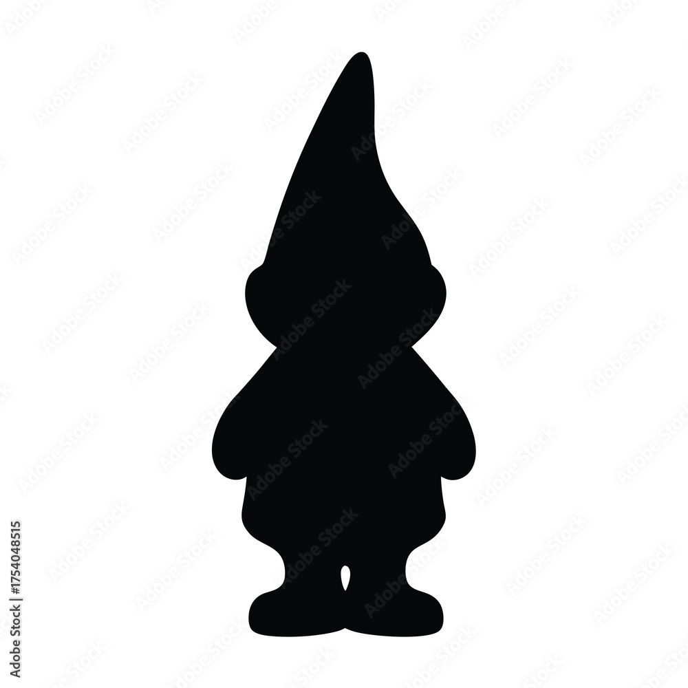 Fototapeta premium Silhouette of a garden gnome with a pointy hat, dark and mysterious