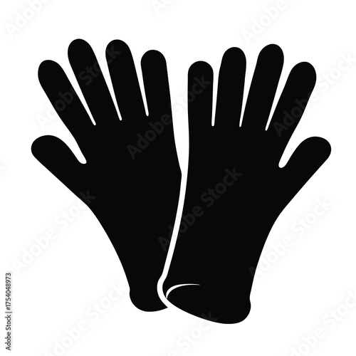 Illustration of a Pair of Gloves, Black and White Protective Gear