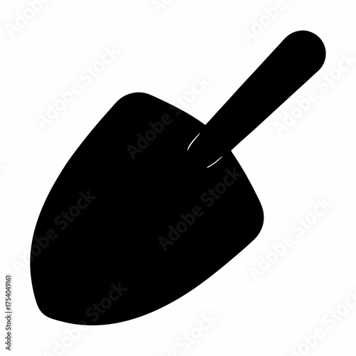 Silhouette of a gardening trowel or hand shovel on a white background