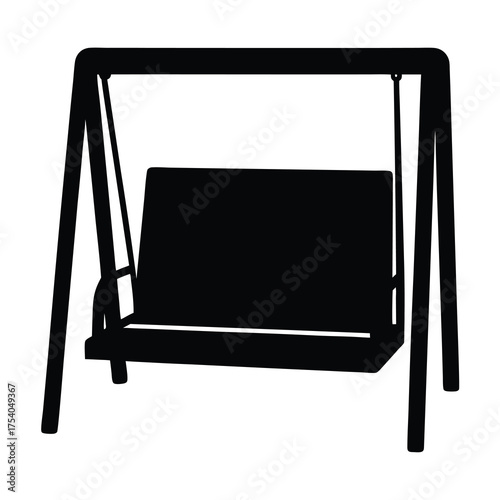 Black silhouette of a relaxing porch swing ready for lazy afternoons