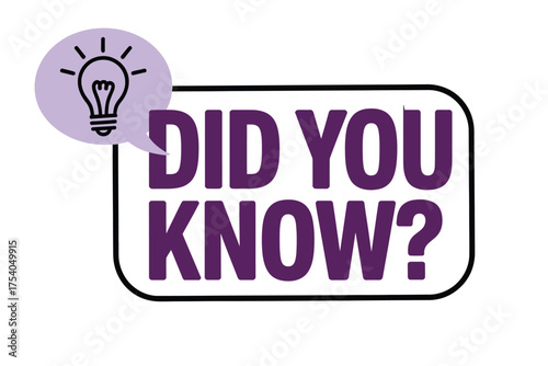 Did you know text with light bulb, representing interesting fact and knowledge sharing on transparent background