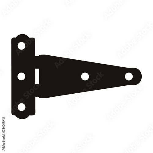 Isolated Black and White Image of a Tee Hinge Door Fixture