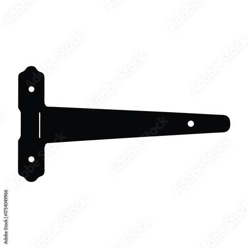 Silhouette of a T Hinge for doors or gates against a white background