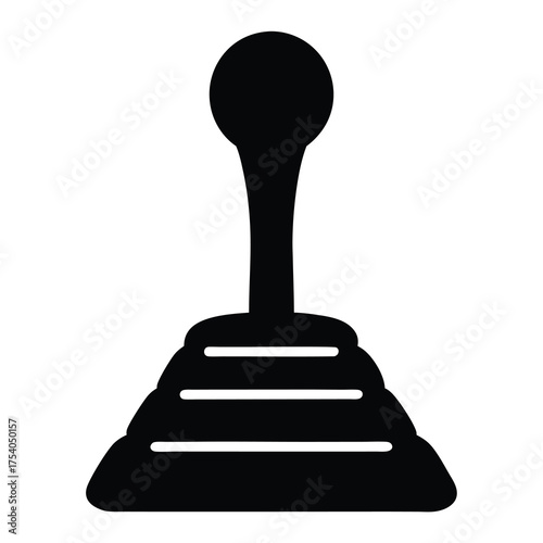 A vintage manual transmission shifter depicted in a minimalist silhouette style