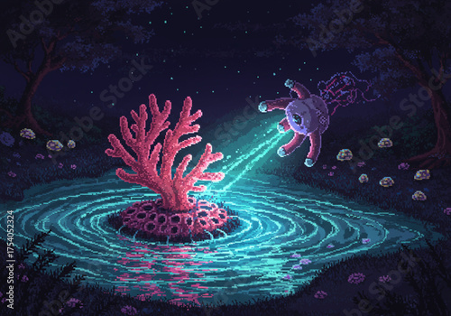 Surreal Pixel Art Worlds — Mythical, Sci-Fi, and Fantasy Landscapes with Absurd Dreamlike Details and Retro Aesthetic