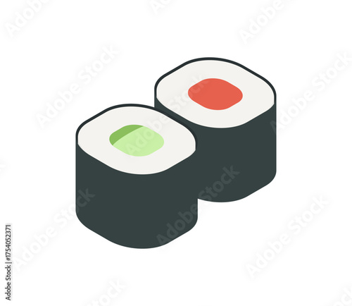 シンプルな細巻き寿司のイラスト　ベクター
