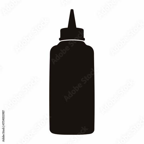 Black silhouette of a squeeze bottle dispenser on a white background