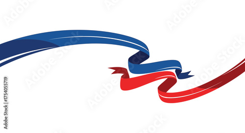 Patriotic ribbons in red, white, and blue gracefully intertwine on an isolated on, symbolizing unity, freedom, and national pride on transparent background