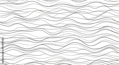 Abstract artwork featuring numerous wavy lines, creating a textured, flowing pattern across the image.