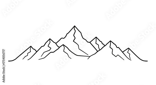 A simple mountain range illustration, perfect for logos, icons, and minimalist designs with a natural, outdoorsy feel