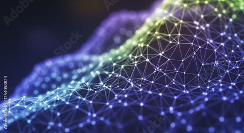 Abstract network background with glowing nodes and lines, creating a sense of connectivity and futuristic technology, perfect for digital innovation