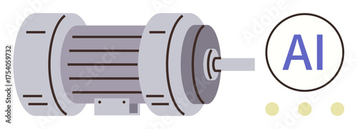 Electric motor with AI integration concept symbolizing modern technology, innovation, and automation. Ideal for manufacturing, engineering, smart technology, optimization, energy efficiency