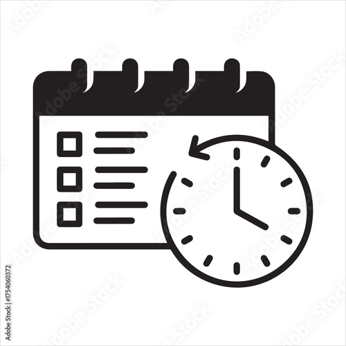 Daily routine icon with clock and calendar