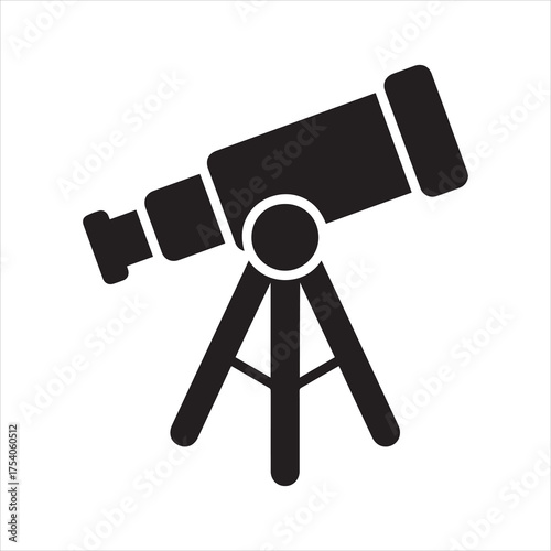 Telescope icon for space research and astronomy