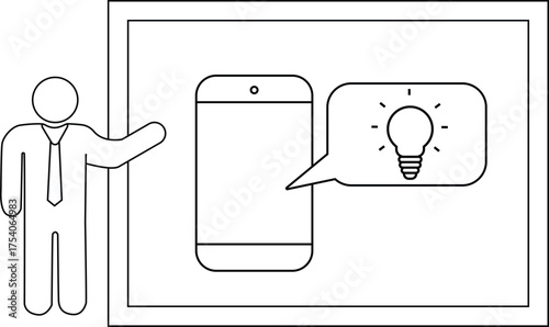 A man in a tie presents a phone with an idea