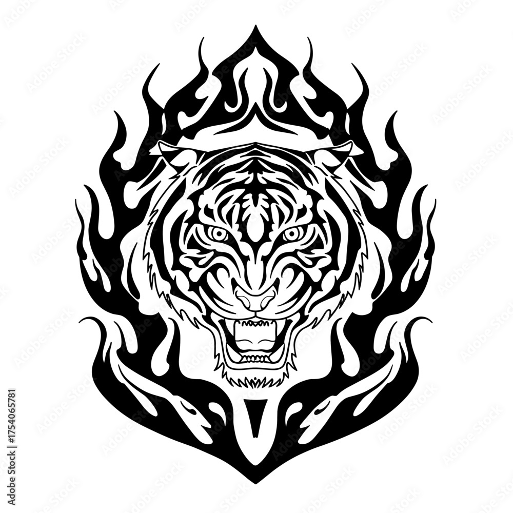 Fototapeta premium A striking body art design featuring intricate tribal patterns intertwined with geometric shapes and mythical creatures,