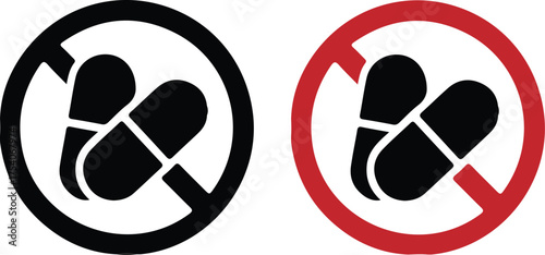 no drug sign pill icon vector image