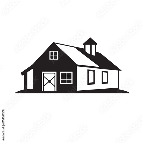 Tiny Amish Farmhouse Silhouette vector illustration