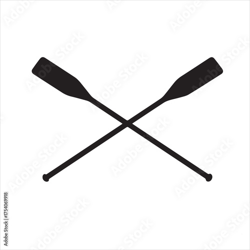  Crossed oars silhouette on white background