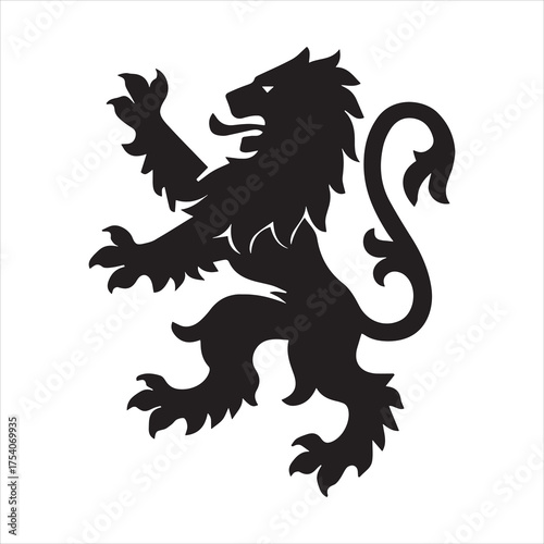 British lion crest silhouette vector art illustration on white background.