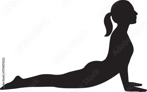Cobra Stretch Yoga Silhouette Vector – Elegant Flat Black Fitness Design