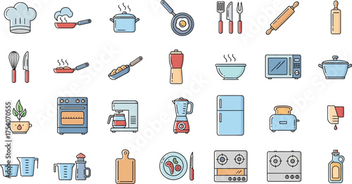 Kitchen appliances and cooking utensils collection