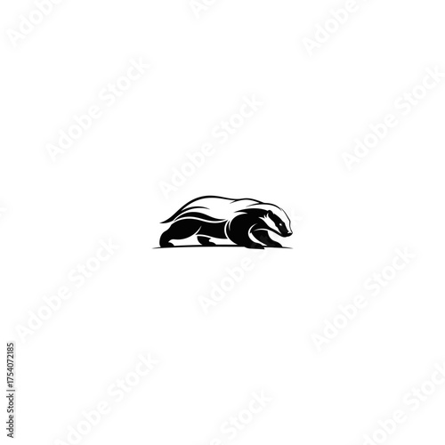 Badger illustration in black and white