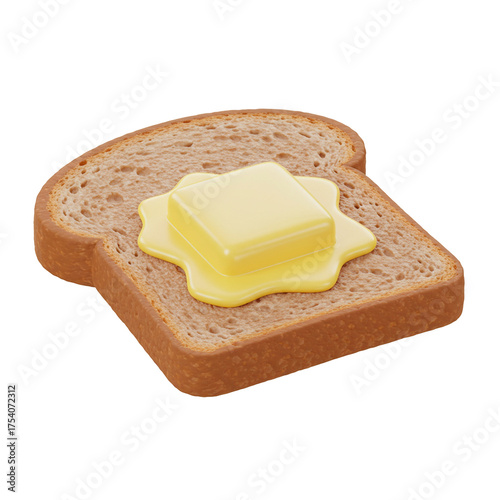 A single slice of toasted bread with a melting square of butter on top.