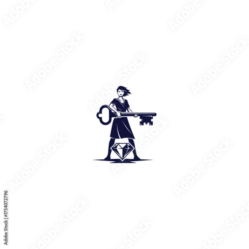 Woman holds key over diamond