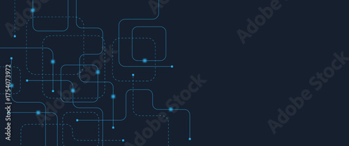 Abstract digital AI circuit board background with tech icons. Digital technology motherboard texture design. Engineering circuit board concept for poster, header, banner, website, presentation