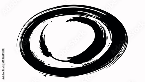 Vector art of black brush stroke circle, ideal for zen or abstract concepts