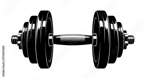 Minimalist Vector Dumbbell Outline On Black Background