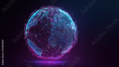 Digital earth globe network connection technology concept