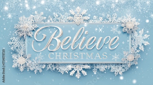 Believe christmas snowflakes winter holiday season design