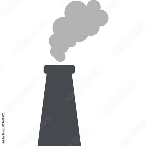 Factory chimney emitting smoke, industrial pollution concept emission environment air toxic fumes smog