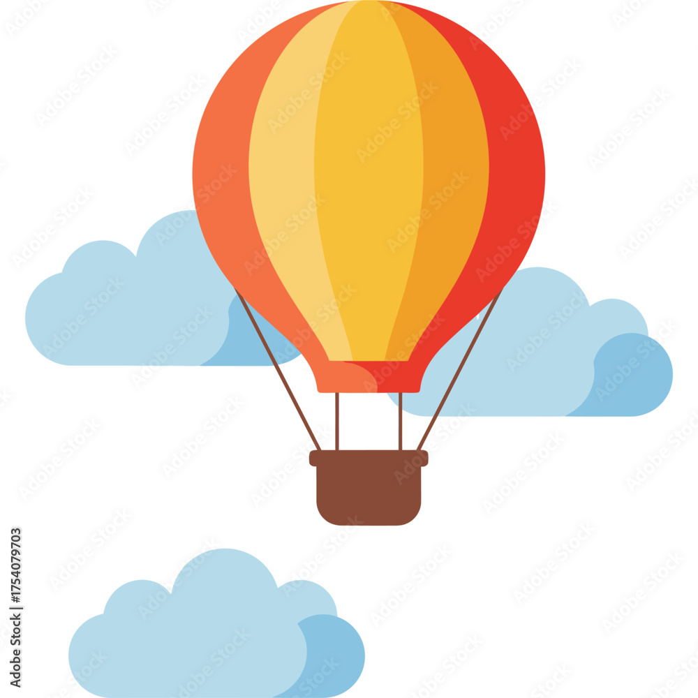 Obraz premium Hot air balloon flying in the sky with clouds illustration travel transport transportation flight adventure