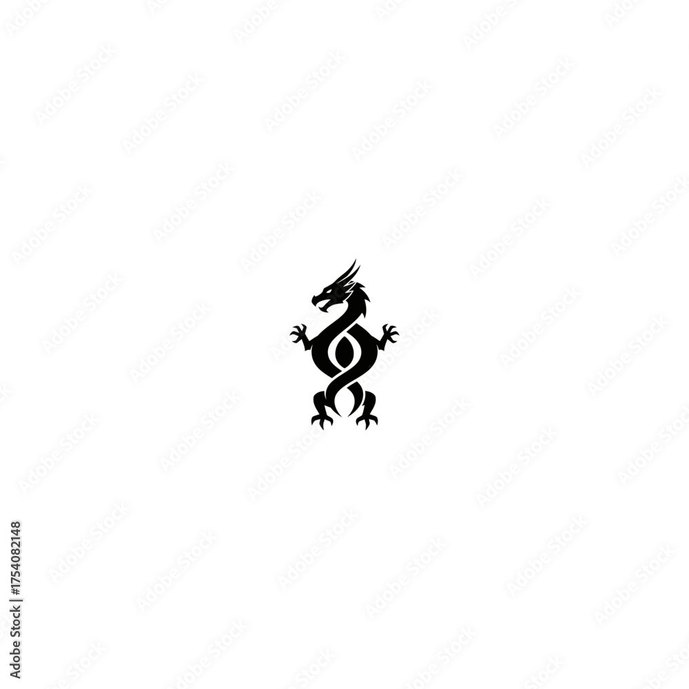 Fototapeta premium Elegant black dragon with twisted body