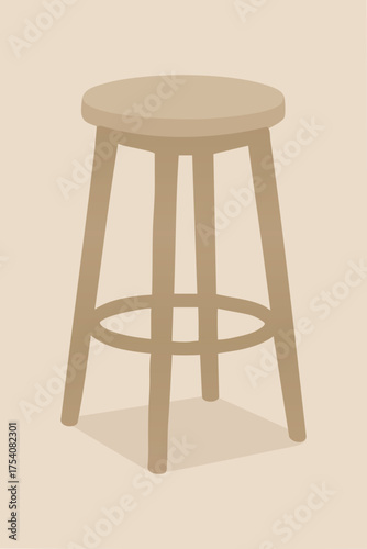 Round wooden bar stool with foot ring