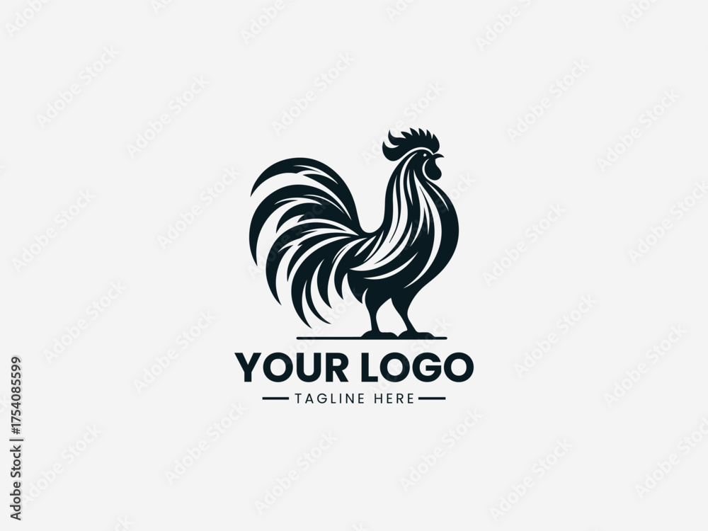 Obraz premium Majestic rooster standing proudly with detailed feathers in modern vector illustration